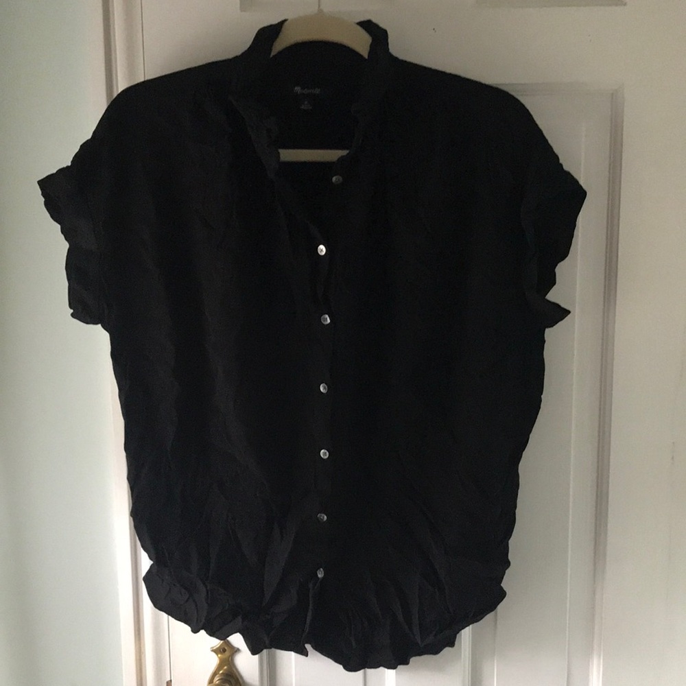 Madewell short sleeve black blouse